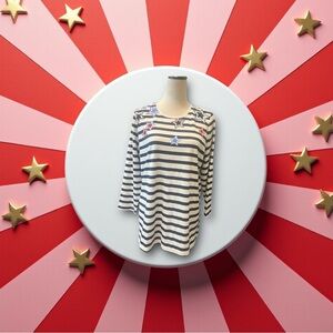 Kim Rogers Navy and White Striped Blouse